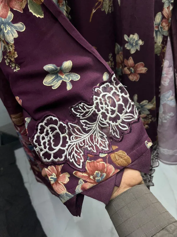 Wine_And_Plum_Premium_Cotton_Kurti_With_Pant_And_Dupatta_Set_For_Women