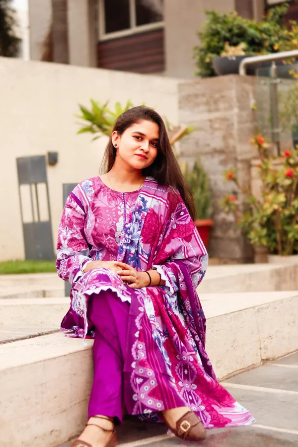 Purple_Pakistani_cotton_kurta_set