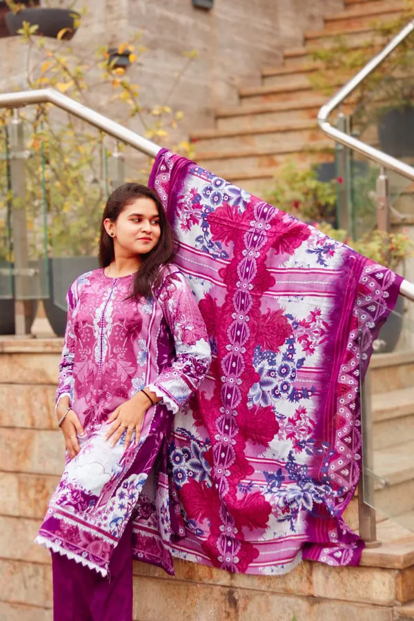 Purple_Premium_Cotton_Kurti_With_Pant_And_Dupatta_Set_For_Women