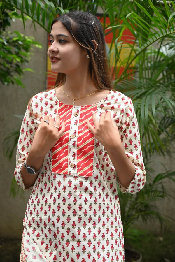 Red_Premium_Cotton_Kurti_Pant_For_Women