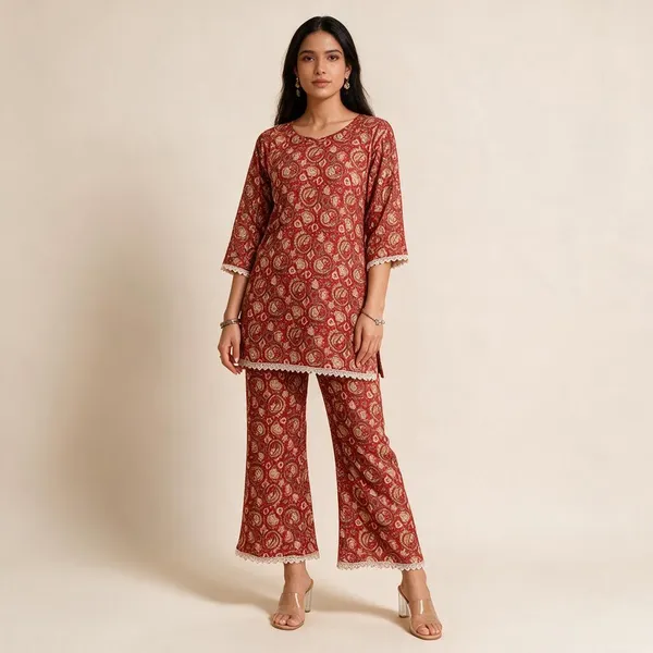Red_Premium_Cotton_Co-Ord_Set_For_Women