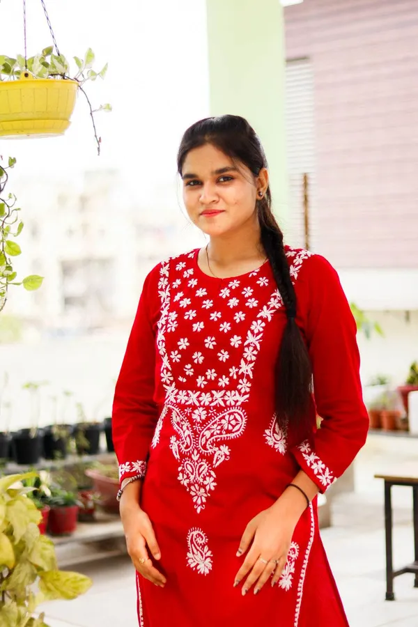 Red_Premium_Cotton_Chikankari_Kurti_For_Women