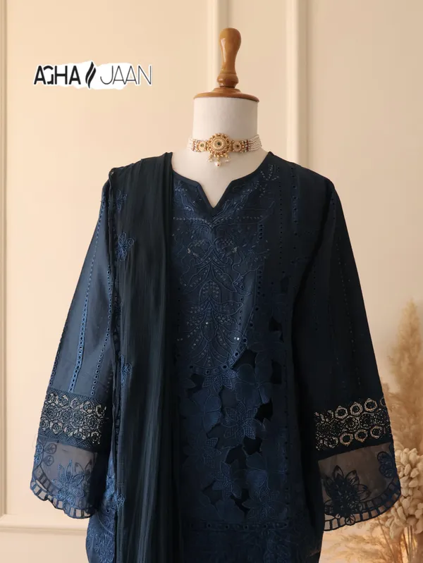 Blue_Premium_Satin_Kurti_With_Pant_And_Dupatta_Set_For_Women