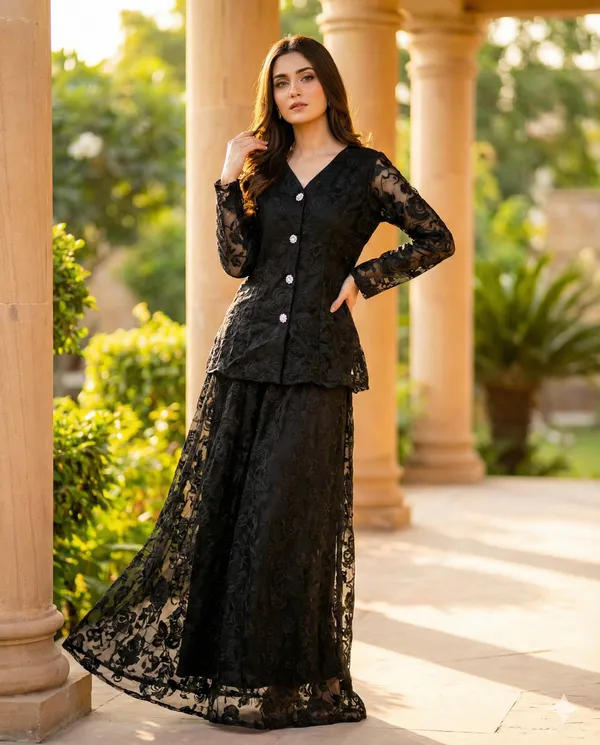 Rose_Net_Frock_Skirt_Set_Black