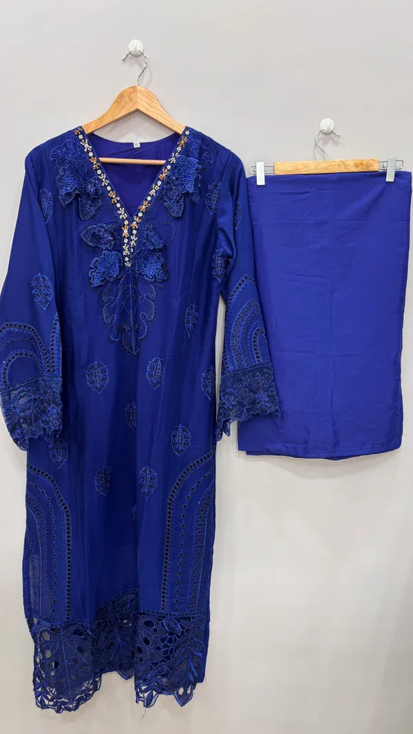 Royal_Blue_Premium_Rayon_Kurti_With_Pant_And_Dupatta_Set_For_Women