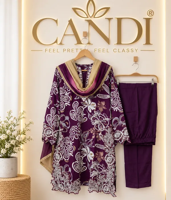 Plum_Premium_Rayon_Kurti_With_Pant_And_Dupatta_Set_For_Women