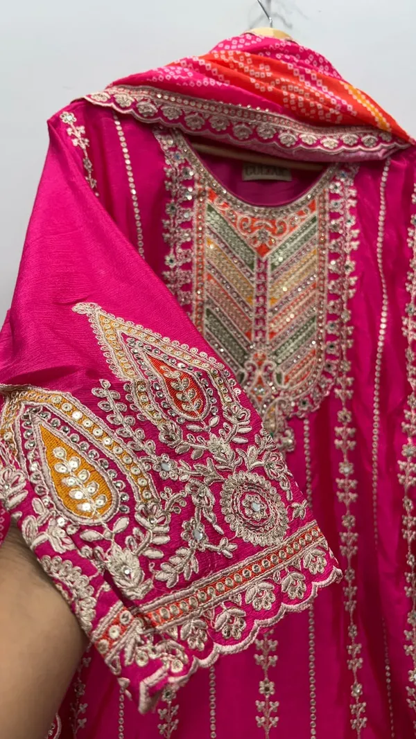 Fuchsia_Pink_Heavy_Embroidered_Dhoti_Kurti_Set