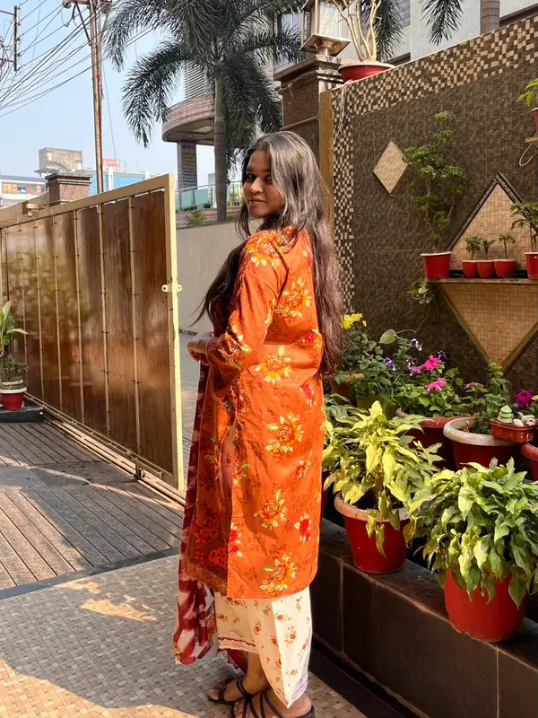 Rust_Premium_Cotton_Kurti_With_Pant_And_Dupatta_Set_For_Women