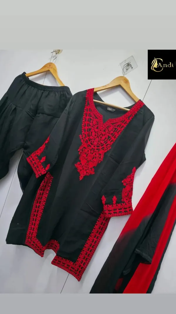 Saiyara_Red–Black_Georgette_Farshi_Salwar_Dupatta_Set