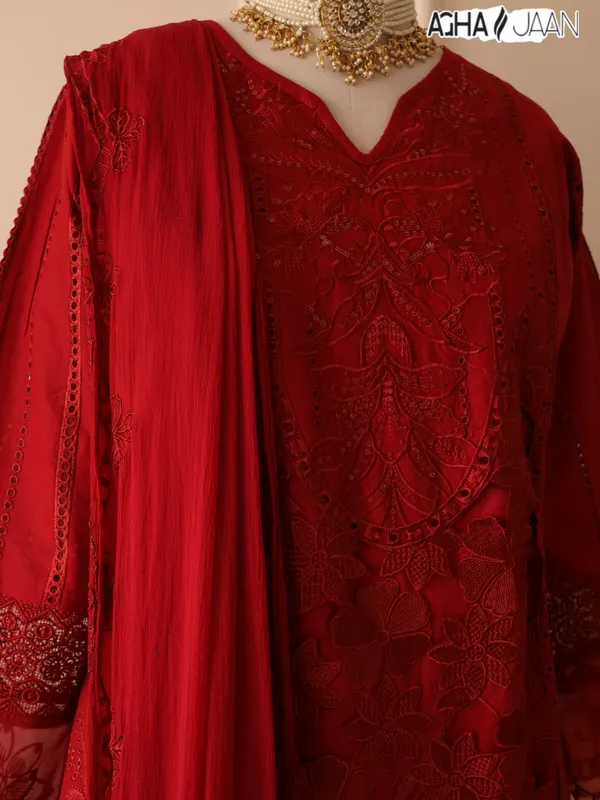 Red_Premium_Satin_Kurti_With_Pant_And_Dupatta_Set_For_Women