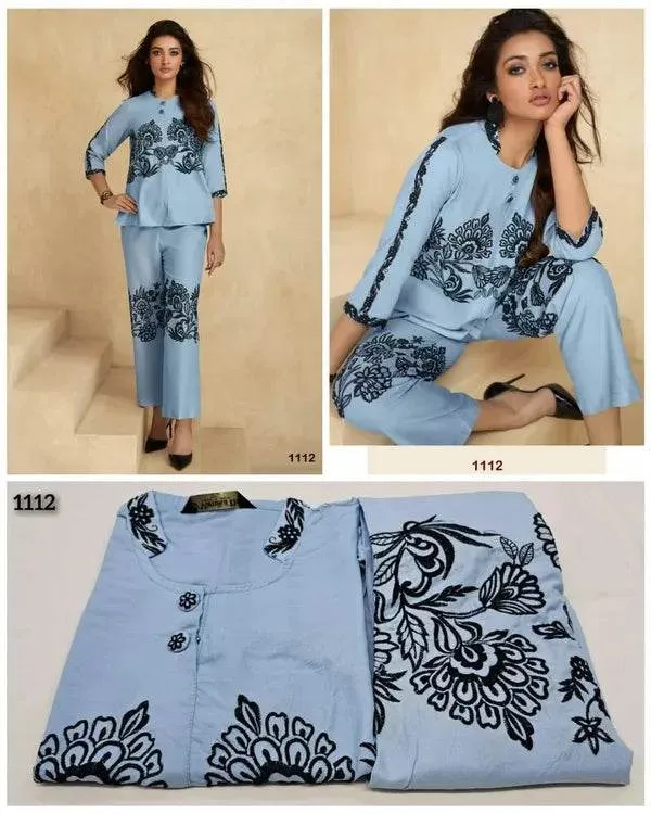 Sky_Blue_And_Black_Premium_Rayon_Co-Ord_Set_For_Women