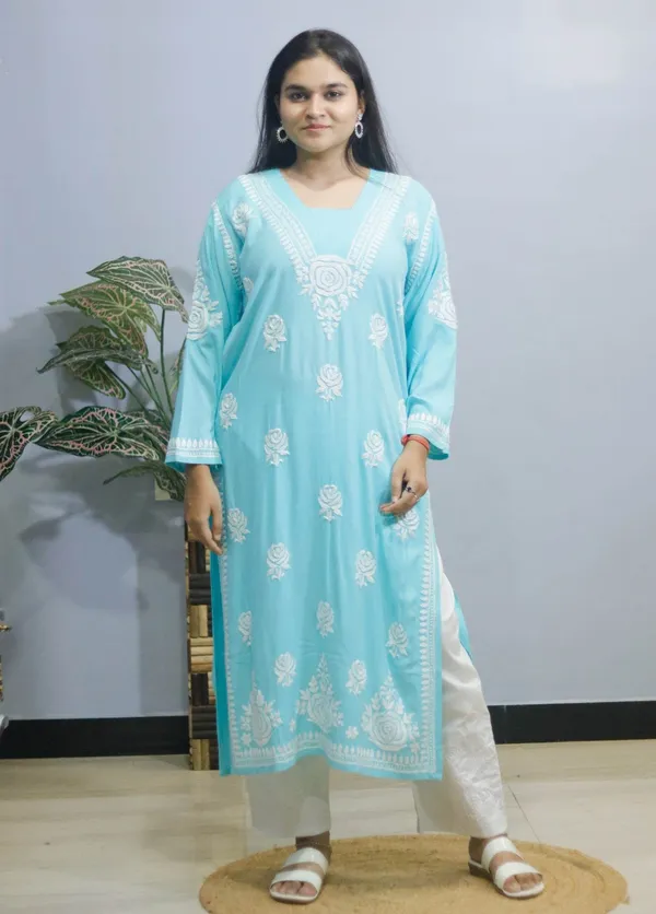Sky_Blue_And_Rose_Premium_Cotton_Kurti_For_Women