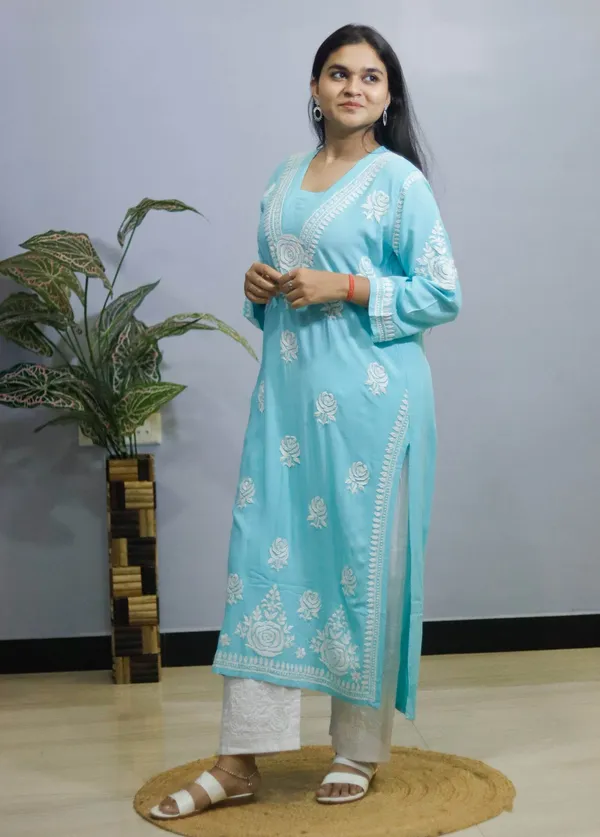 Sky_Blue_And_Rose_Premium_Cotton_Kurti_For_Women