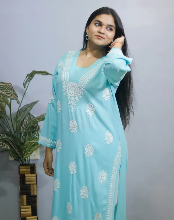 Sky_Blue_And_Rose_Premium_Cotton_Kurti_For_Women