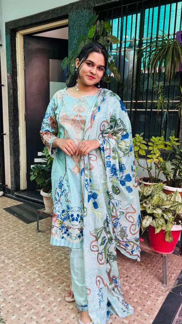 Multicolor_Premium_Cotton_Kurti_With_Pant_And_Dupatta_Set_For_Women