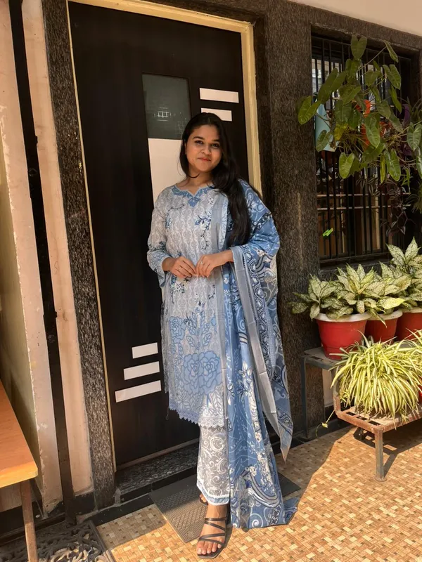 Steel_Blue_Floral_Cotton_Printed_Suit_Set