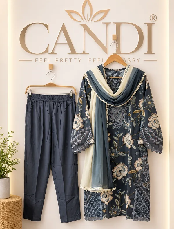 Grey_Premium_Rayon_Kurti_With_Pant_And_Dupatta_Set_For_Women