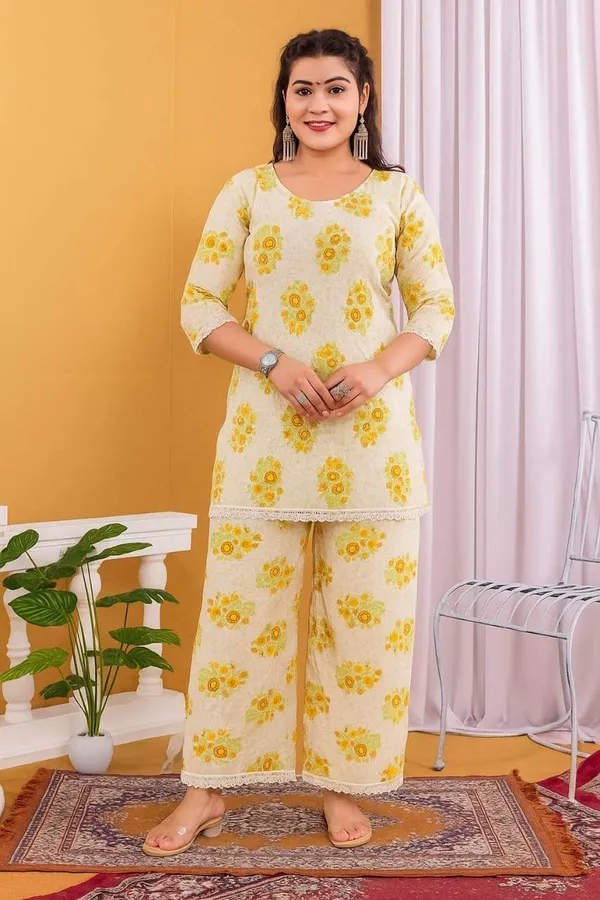 Yellow_Premium_Cotton_Co-Ord_Set_For_Women