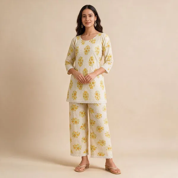 Yellow_Premium_Cotton_Co-Ord_Set_For_Women