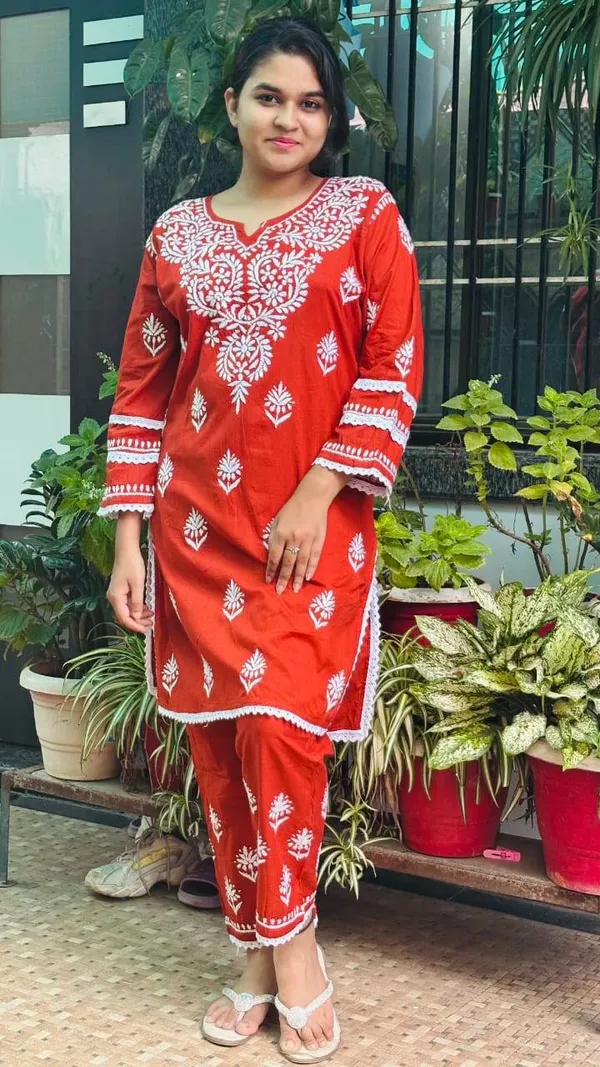 Red_And_Burnt_Orange_Premium_Cotton_Co-Ord_Set_For_Women