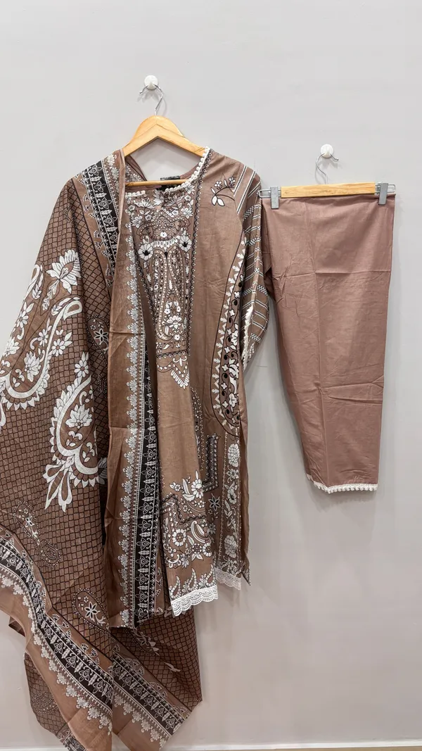 Taupe_Pakistani_Cotton_lawn_Suit_Set