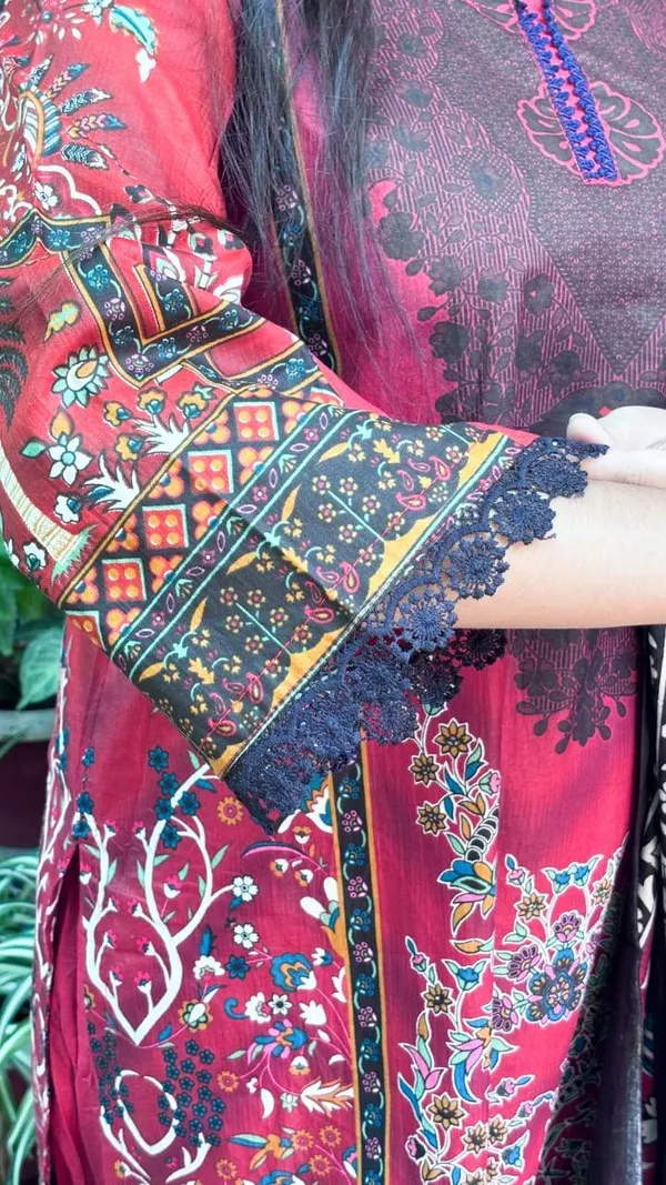 Red_Premium_Cotton_Kurti_With_Pant_And_Dupatta_Set_For_Women