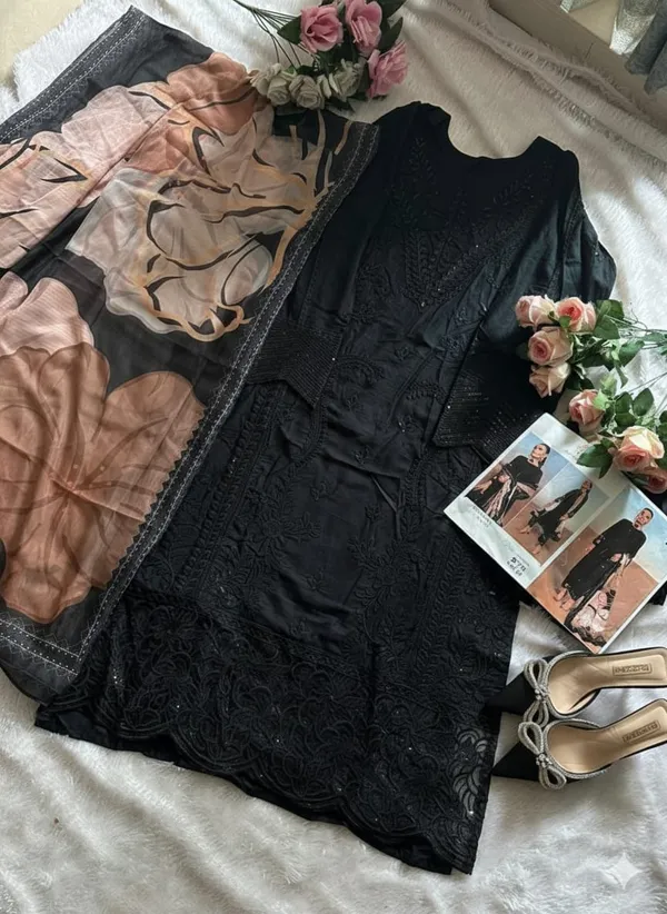 Chikankari_Unstitched_Suit_Set_Black_with_digital_print_dupatta