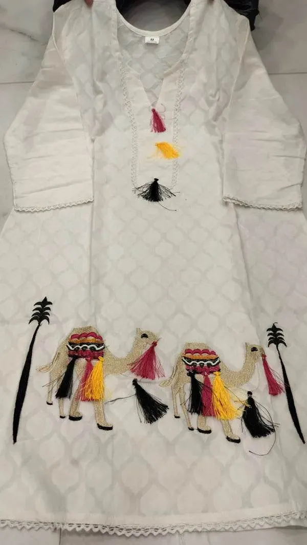 White_Cotton_Camel_Design_Embroidered_Co-Ord_Set