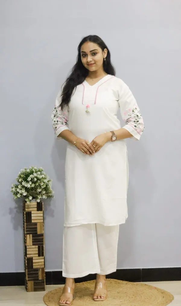 White_Premium_Cotton_Kurti_Pant_For_Women