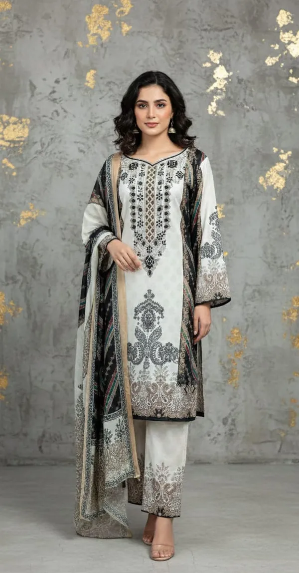 White_Premium_Silk_Kurti_With_Pant_And_Dupatta_Set_For_Women