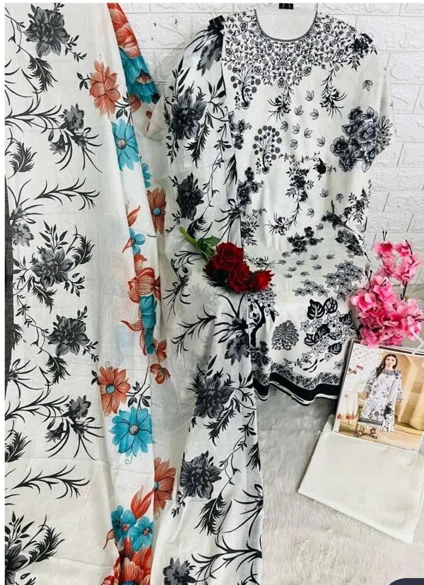 White_Floral_Printed_Lawn_Suit_Set
