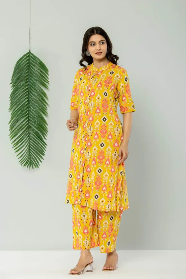 Yellow_Premium_Cotton_Kurti_Pant_For_Women