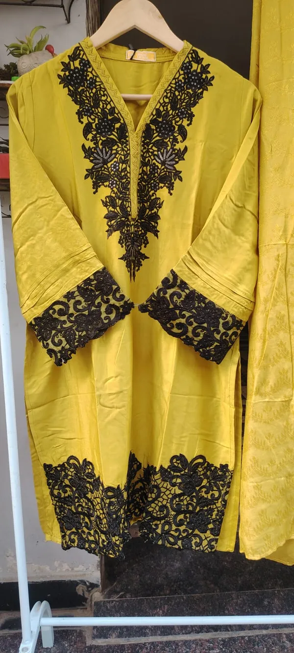 Mustard_Premium_Cotton_Kurti_With_Pant_And_Dupatta_Set_For_Women