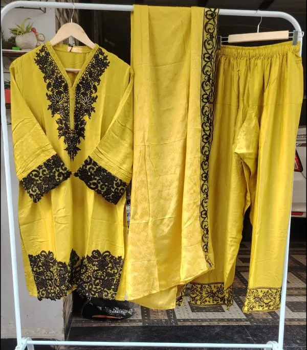 Mustard_Premium_Cotton_Kurti_With_Pant_And_Dupatta_Set_For_Women