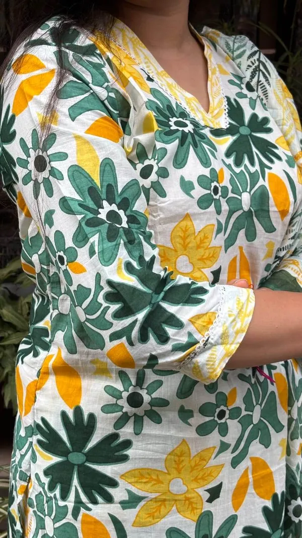 Yellow_Floral_Print_cotton_duptta_set