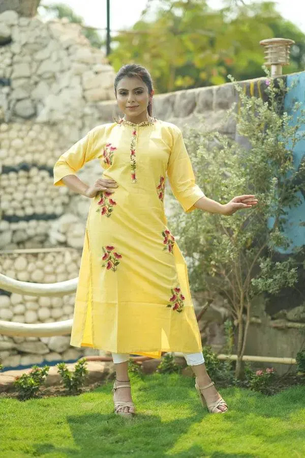 Yellow_Premium_Cotton_Kurti_For_Women