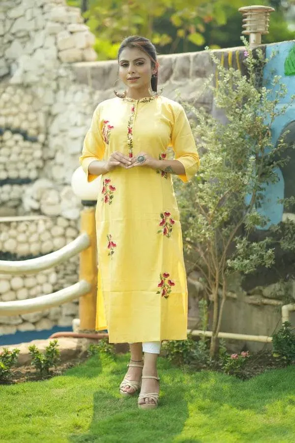 Yellow_Premium_Cotton_Kurti_For_Women