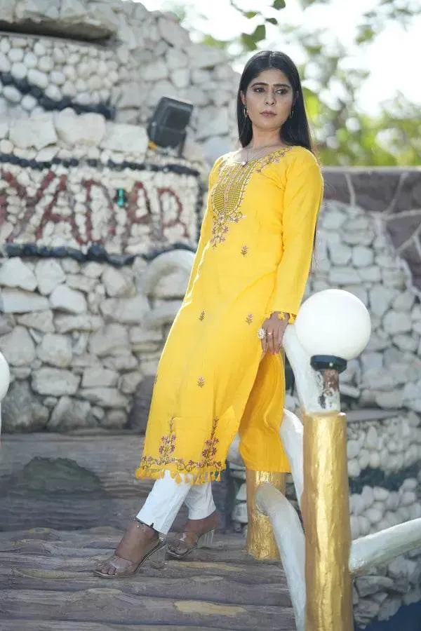 Yellow_Premium_Cotton_Kurti_For_Women