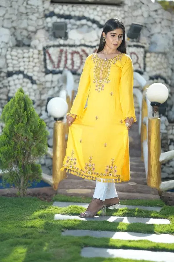 Yellow_Premium_Cotton_Kurti_For_Women