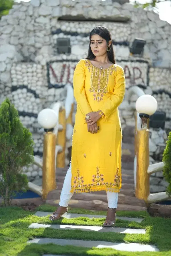 Yellow_Premium_Cotton_Kurti_For_Women