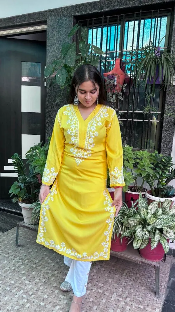 Yellow_Premium_Rayon_Kurti_For_Women