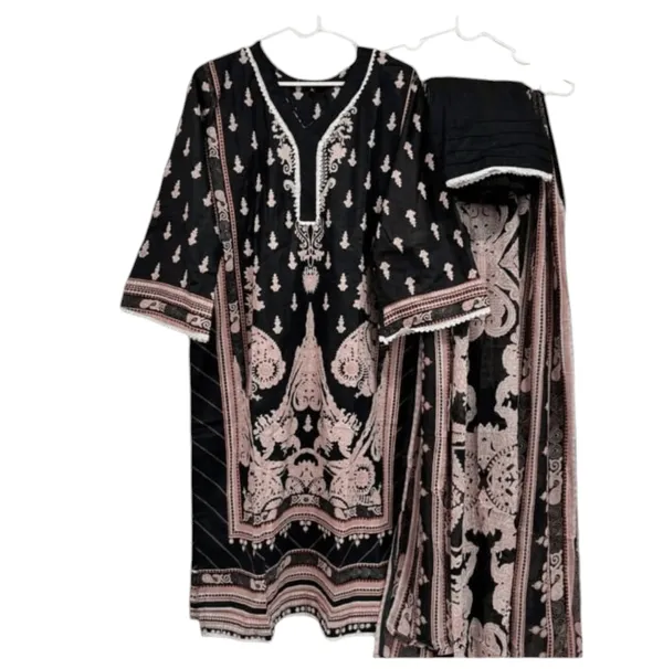 Zoya_Noir_Black_Digital_printed_cotton_kurta_pant_dupatta_set