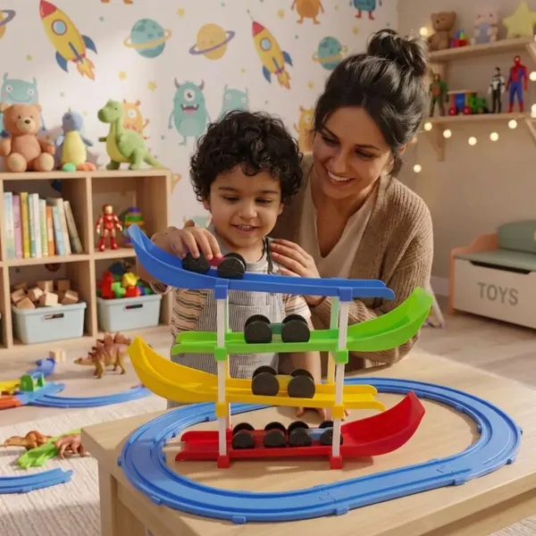 KidsBug_Ramp_Racer_Car_Toy_for_Kids_with_2_Sliding_Cars_|_Racing_Track_Play_Set_for_kids_(Multicolor)