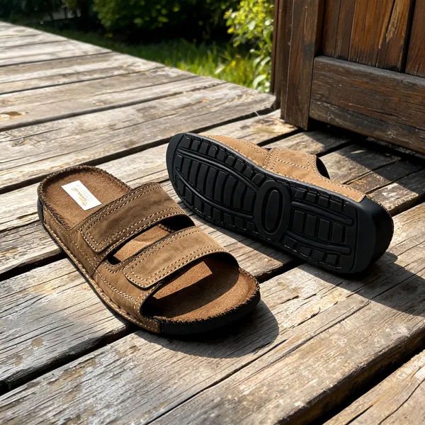 Brown_Suede_Leather_Dual_Strap_Slip_On_Sandals_For_Men