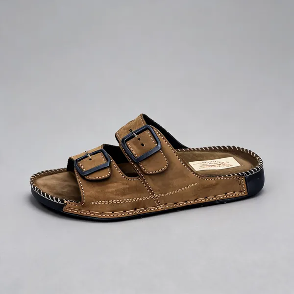 Brown_Suede_Leather_Double_Buckle_Sandals_For_Men