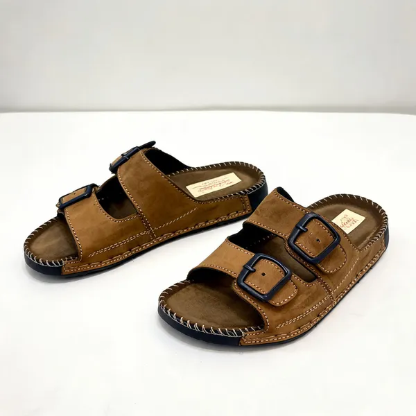 Brown_Suede_Leather_Double_Buckle_Sandals_For_Men