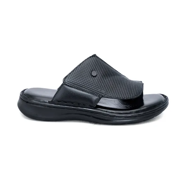 Black_Softie_Leather_Textured_Strap_Orthopedic_Sandals_For_Men