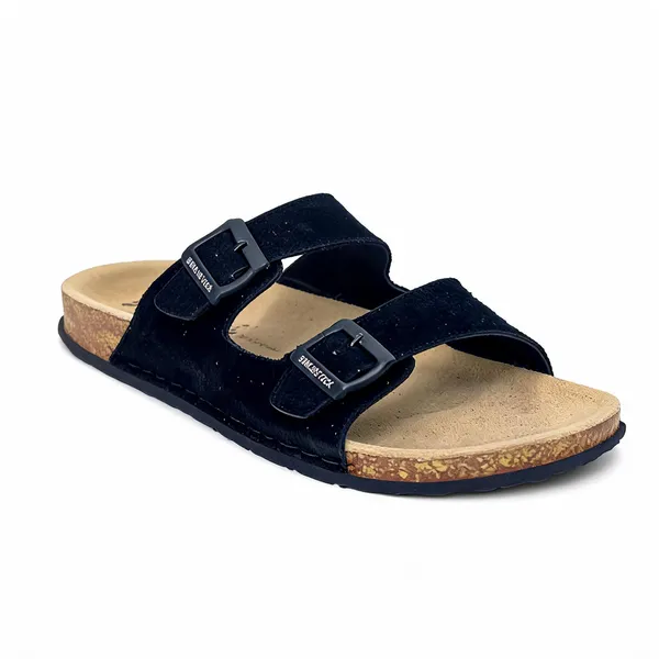 Black_Suede_Leather_Cork_Footbed_Dual_Buckle_Sandals_For_Men