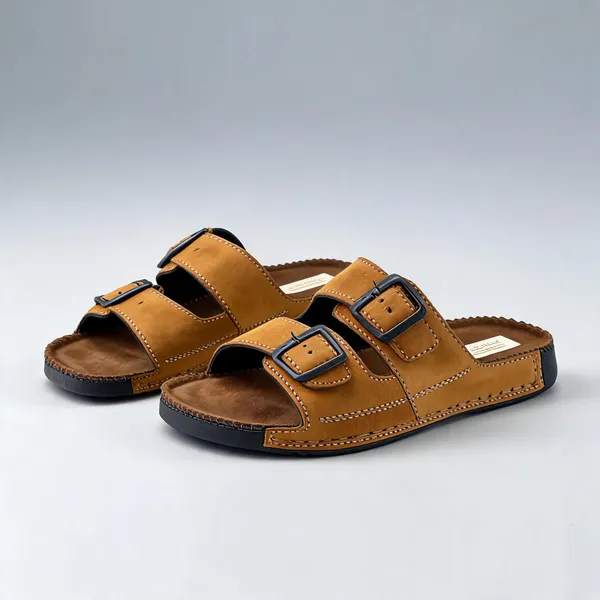 Tan_Suede_Leather_Double_Buckle_Sandals_For_Men