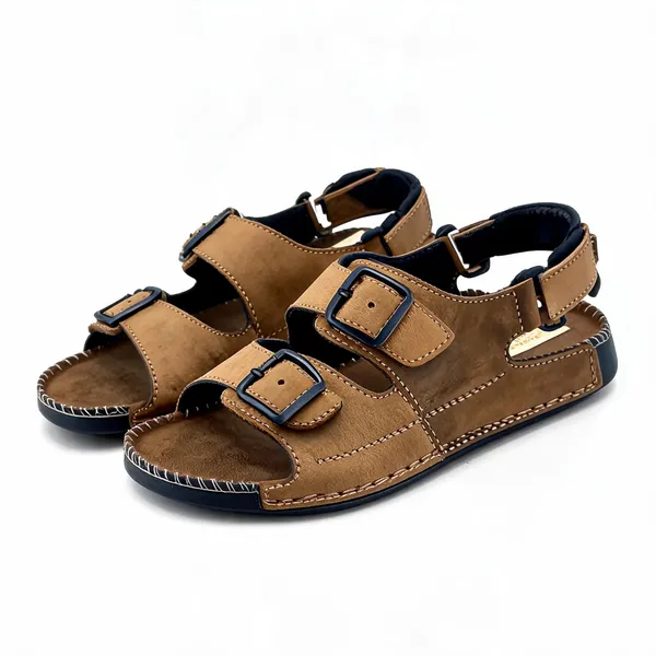 Brown_Suede_Leather_Triple_Buckle_Strap_Sandals_For_Men